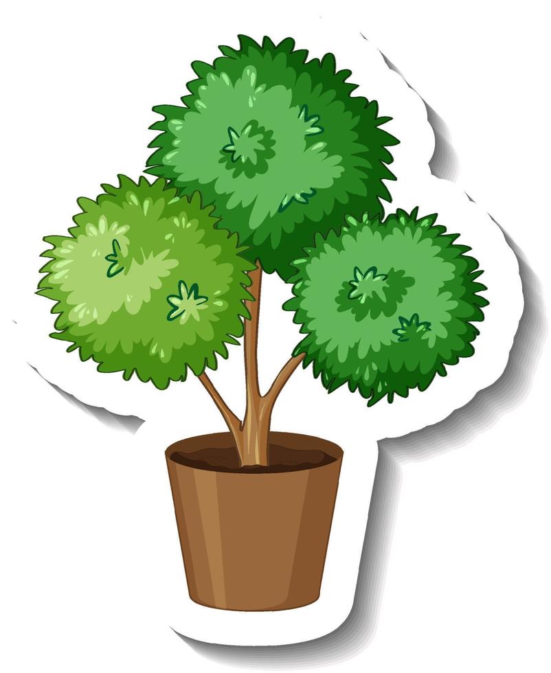 Bush tree in pot in cartoon style vector