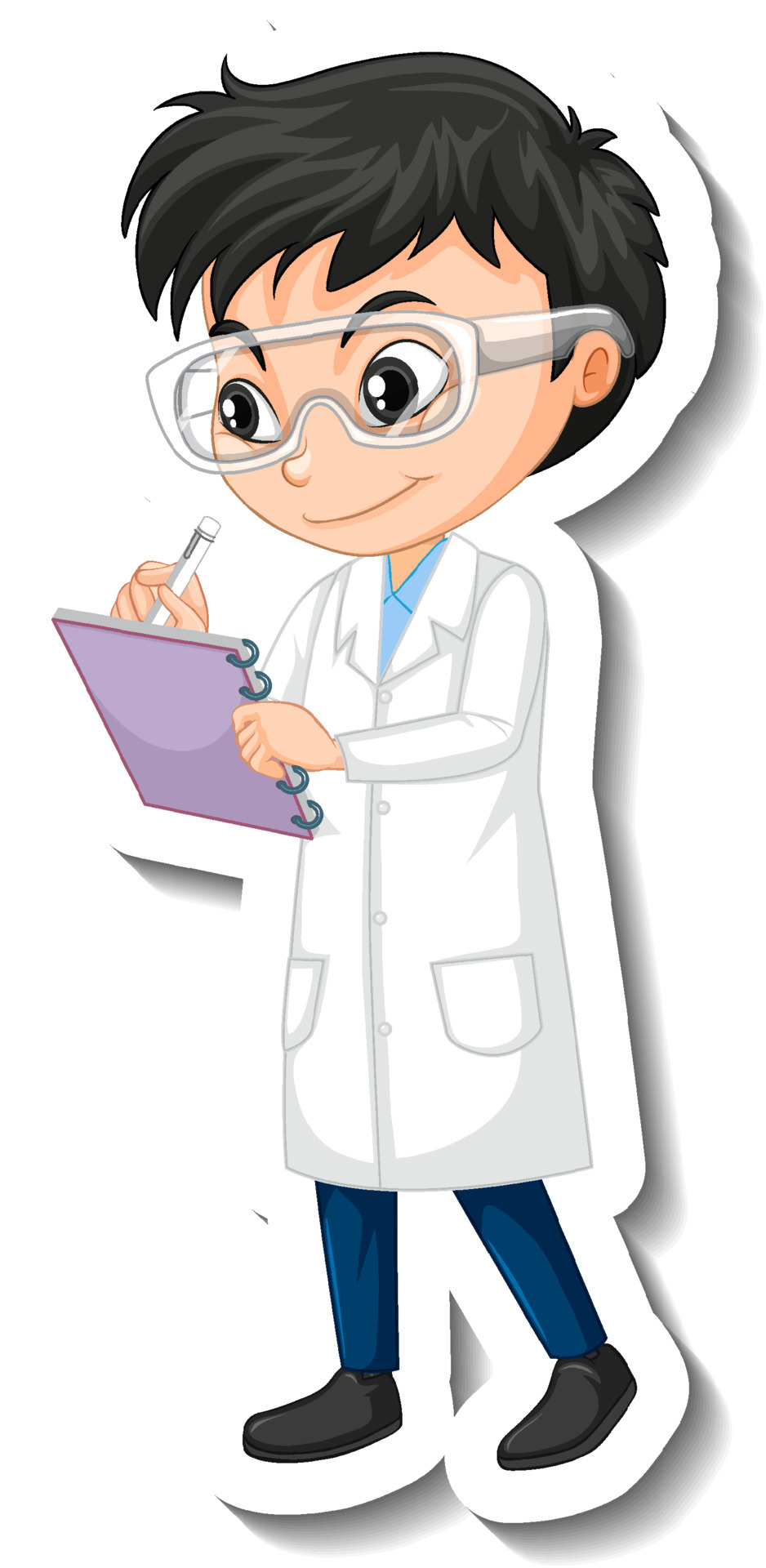 Scientist boy cartoon character sticker 4908456 Vector Art at Vecteezy