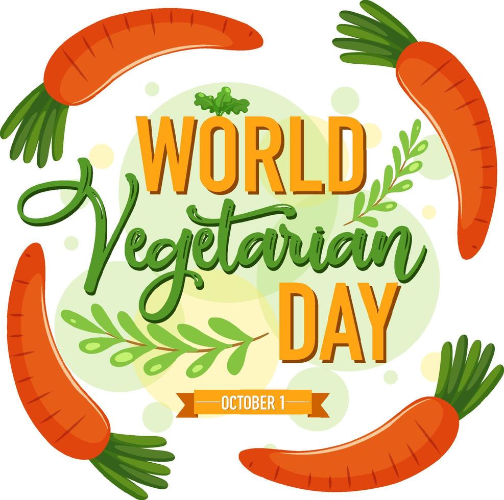 World Vegetarian Day logo with vegetable and fruit vector