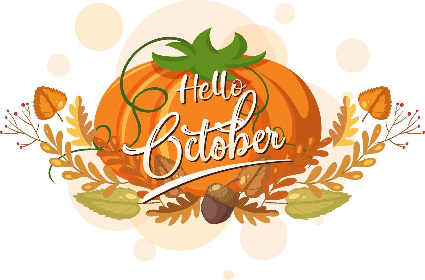 Hello October logo with ornamental autumn leaf vector