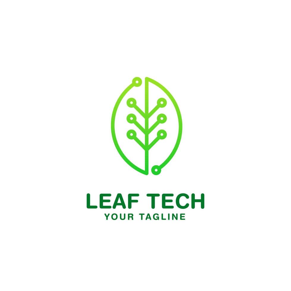 leaf tech logo design template vector