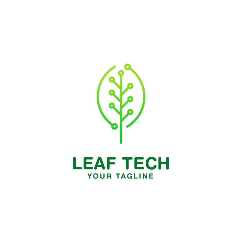 leaf tech logo design template vector