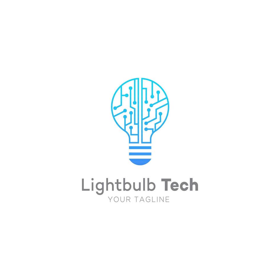 lightbulb tech logo design template vector