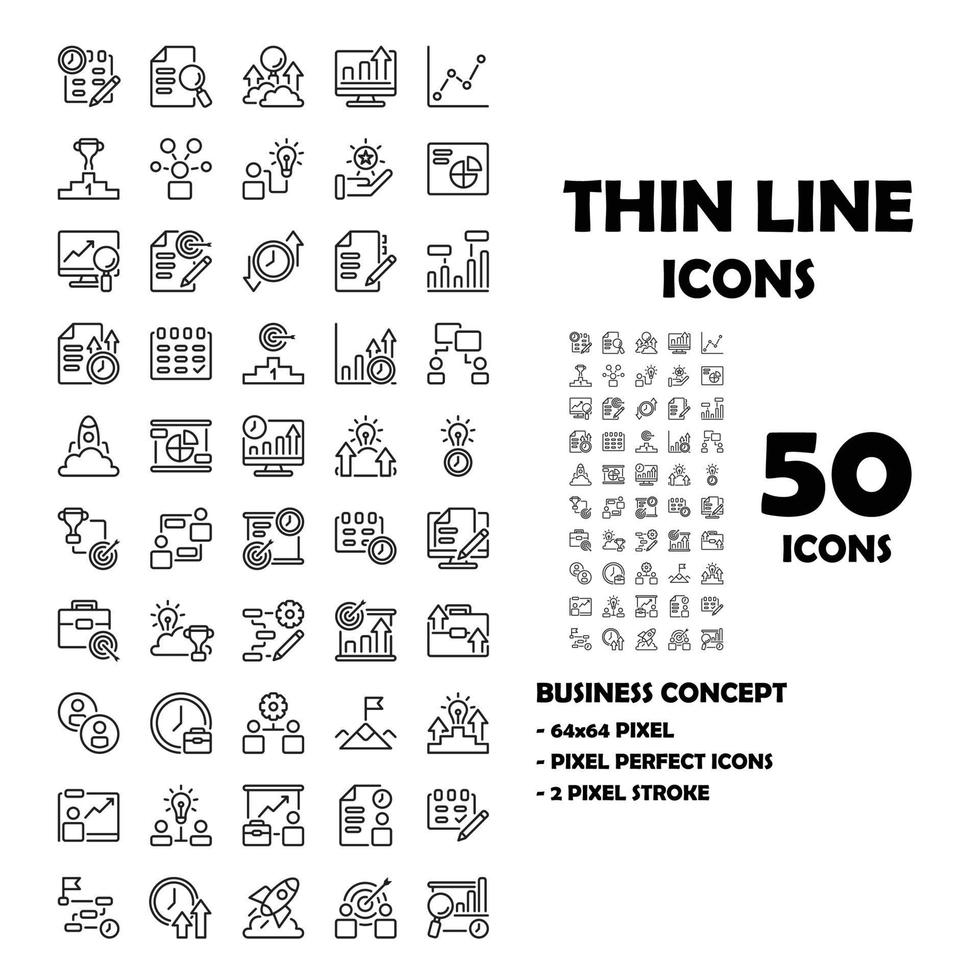 50 iconos conjunto de iconos de líneas comerciales. vector