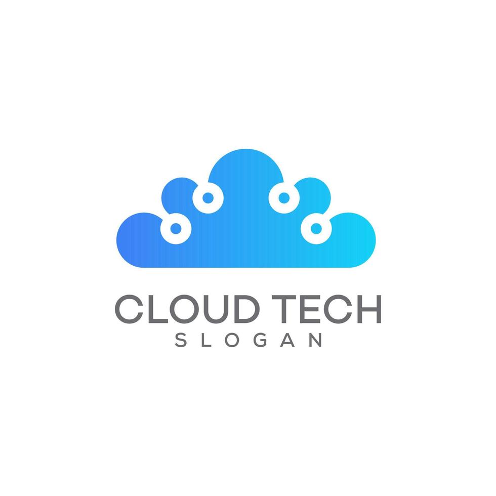 cloud tech logo design template vector