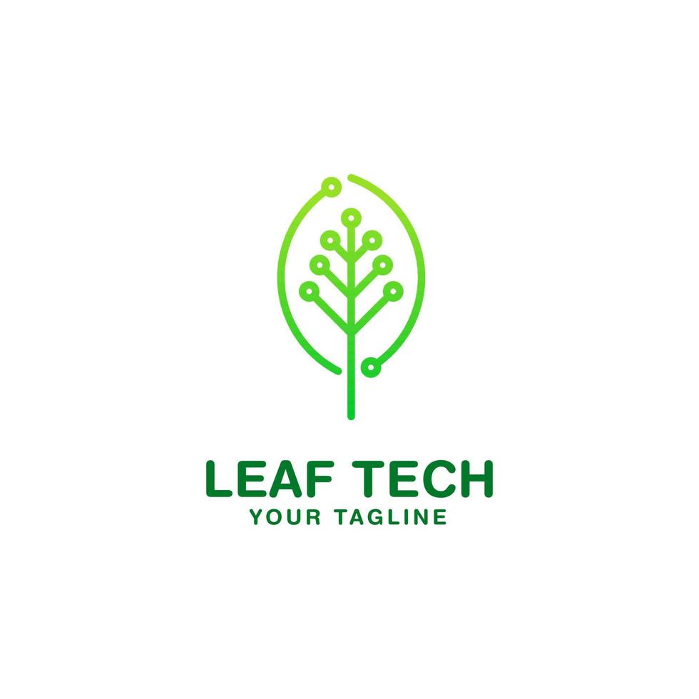 leaf tech logo design template vector