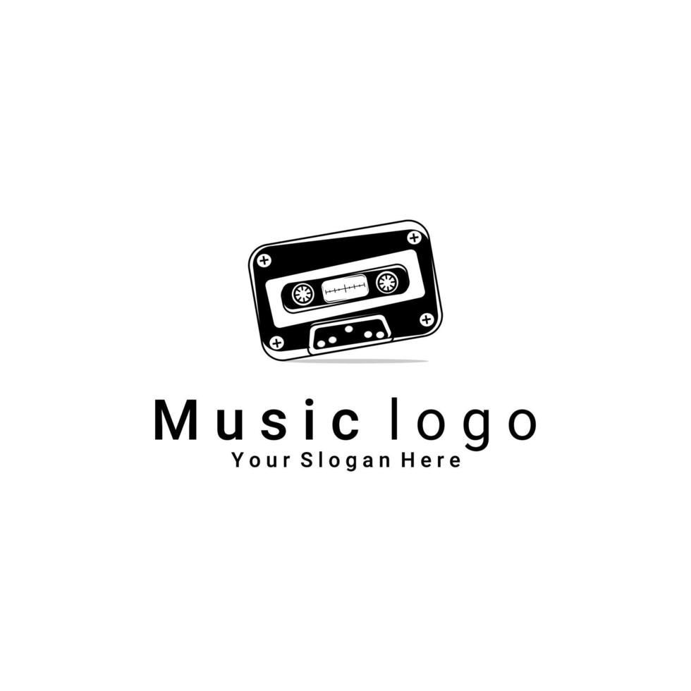 logotipo de cassette de música vector