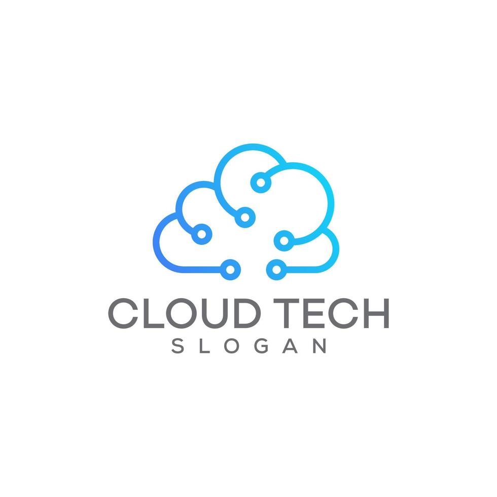 cloud tech logo design template vector