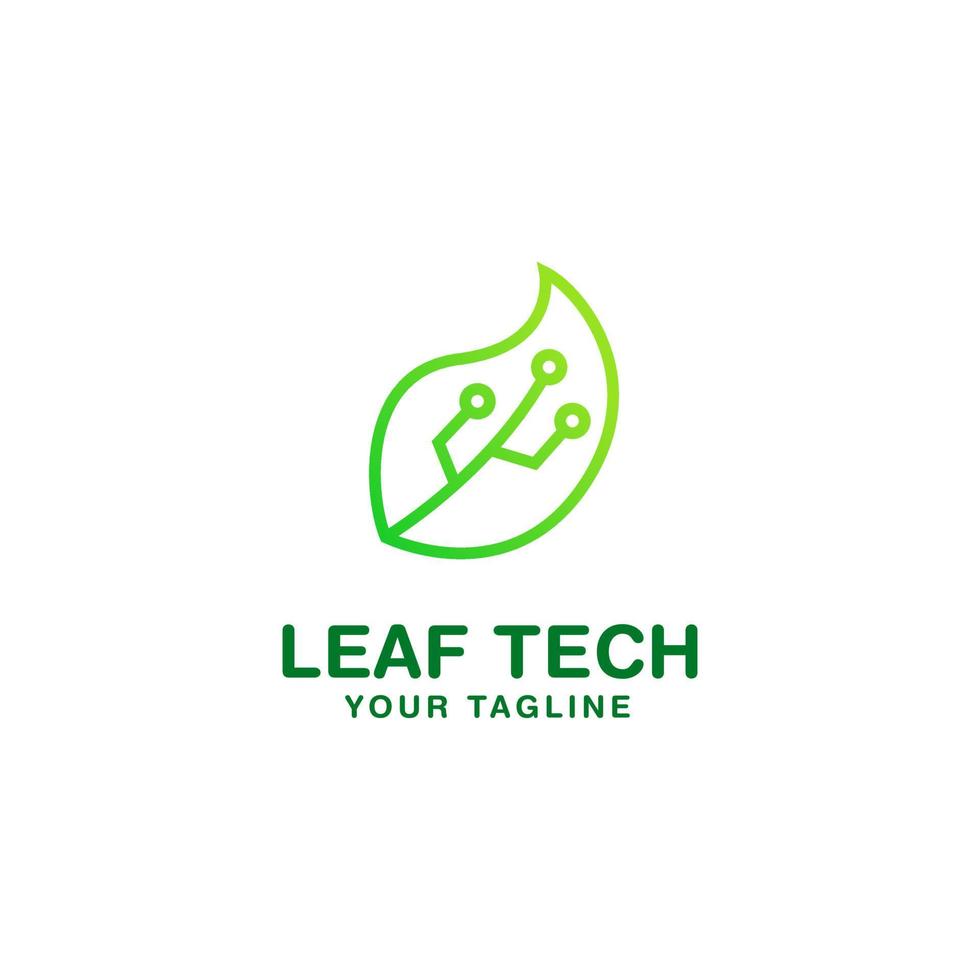 leaf tech logo design template vector