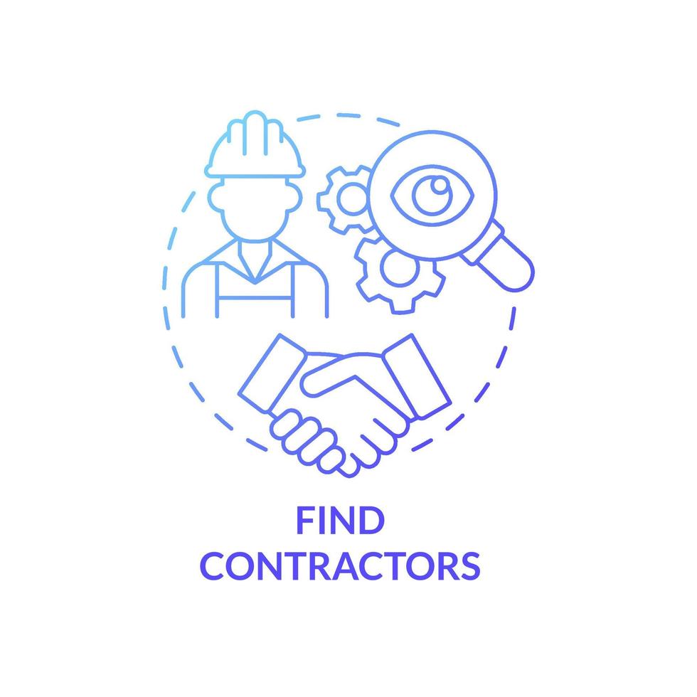 Find contractors gradient concept concept icon. Small business worker. Employment of staff to launch startup abstract idea thin line illustration. Vector isolated outline color drawing