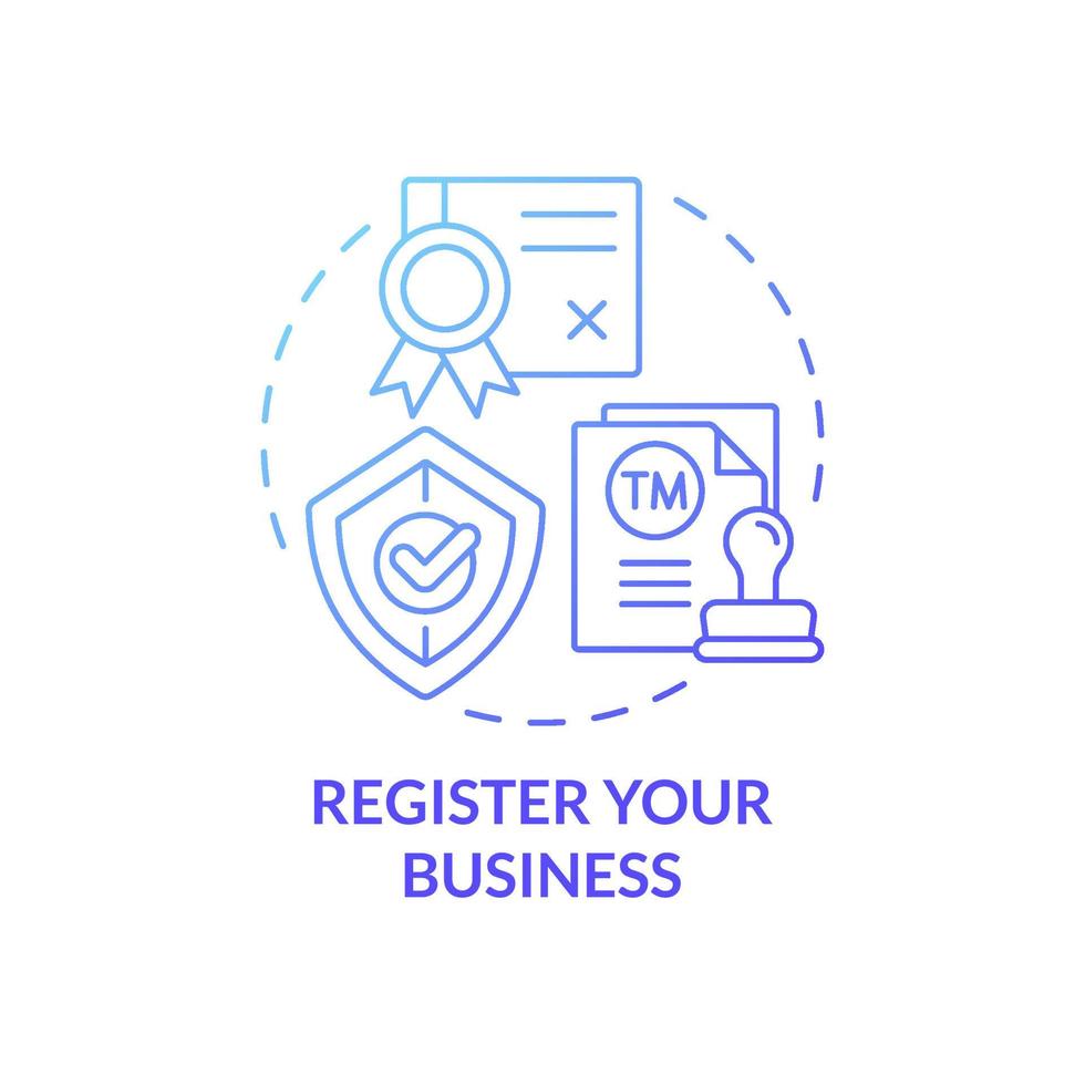Register your business gradient concept concept icon. Startup launch. Official documents to start entrepreneurship abstract idea thin line illustration. Vector isolated outline color drawing