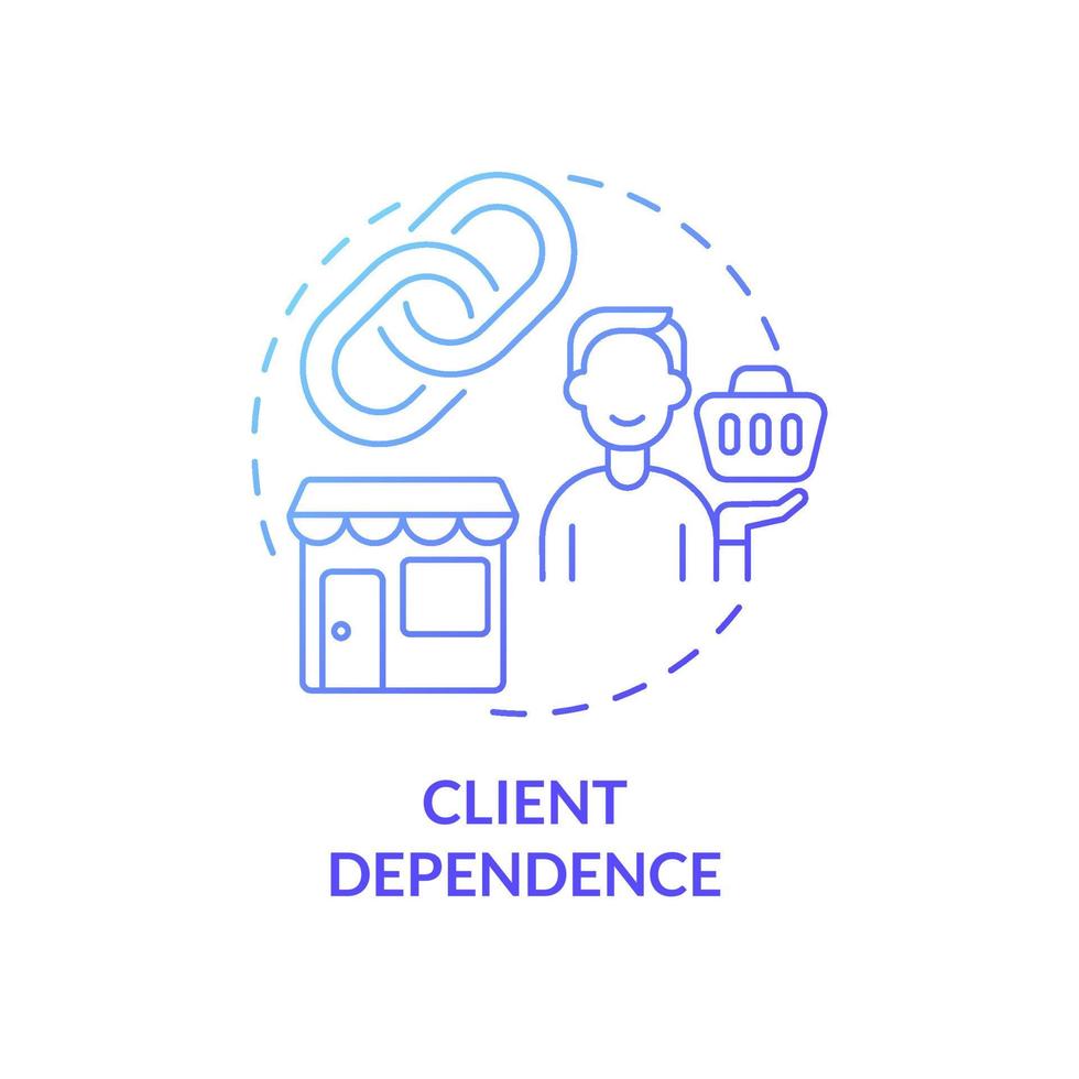 Client dependence gradient concept concept icon. Customer and vendor relationship. Small business client service abstract idea thin line illustration. Vector isolated outline color drawing