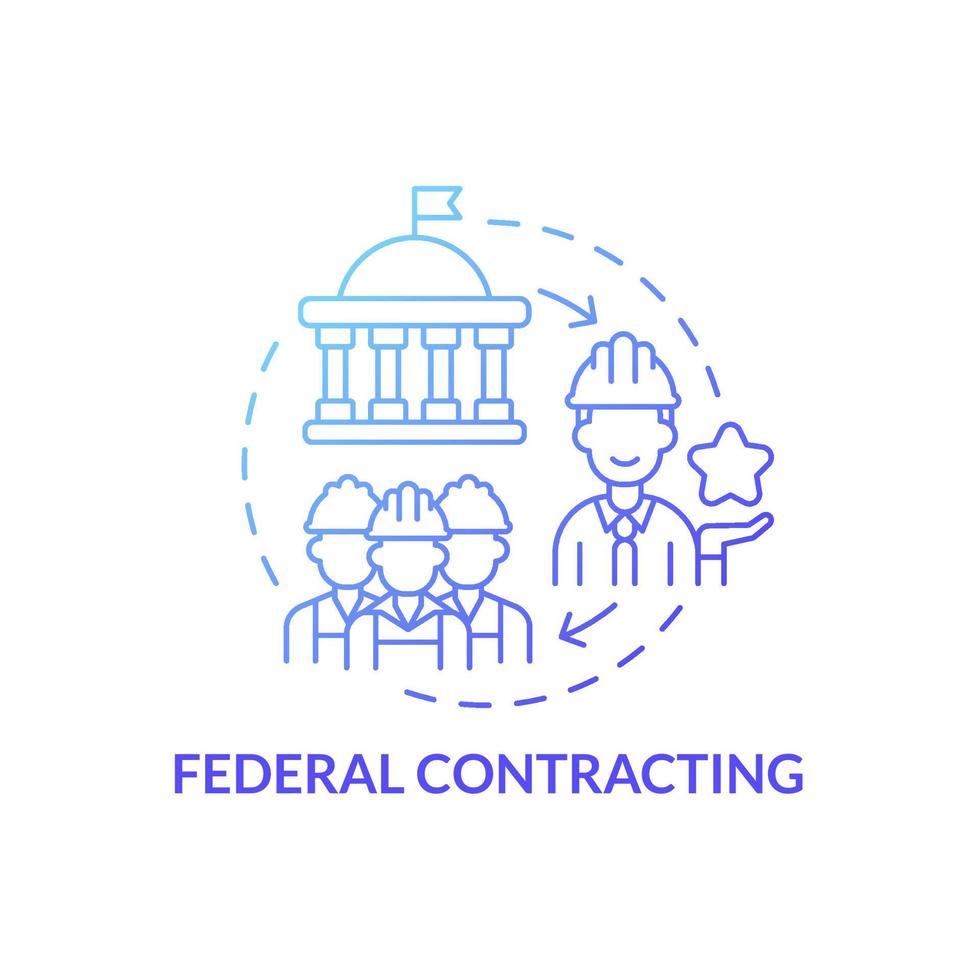 Federal contracting program concept icon. Startup launch support. Small business and government partnership abstract idea thin line illustration. Vector isolated outline color drawing