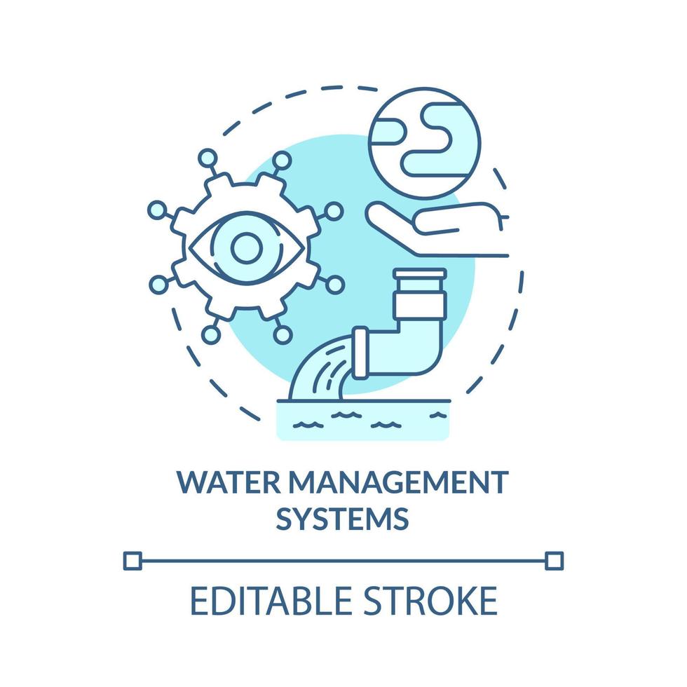 Water management system blue concept icon. Control of water resources movement. Urban service database abstract idea thin line illustration. Vector isolated outline color drawing. Editable stroke