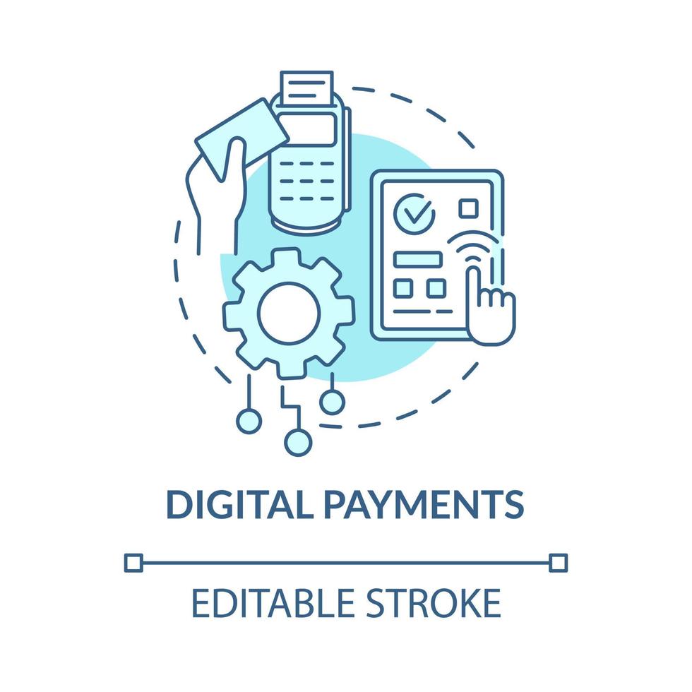Digital payments blue concept icon. Safe online banking system. Internet shopping and payment abstract idea thin line illustration. Vector isolated outline color drawing. Editable stroke