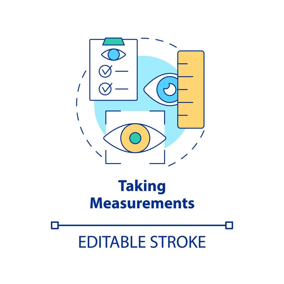 Taking measurements concept icon. Medical tests and preparation. Eye measurements before lasik surgery abstract idea thin line illustration. Vector isolated outline color drawing. Editable stroke