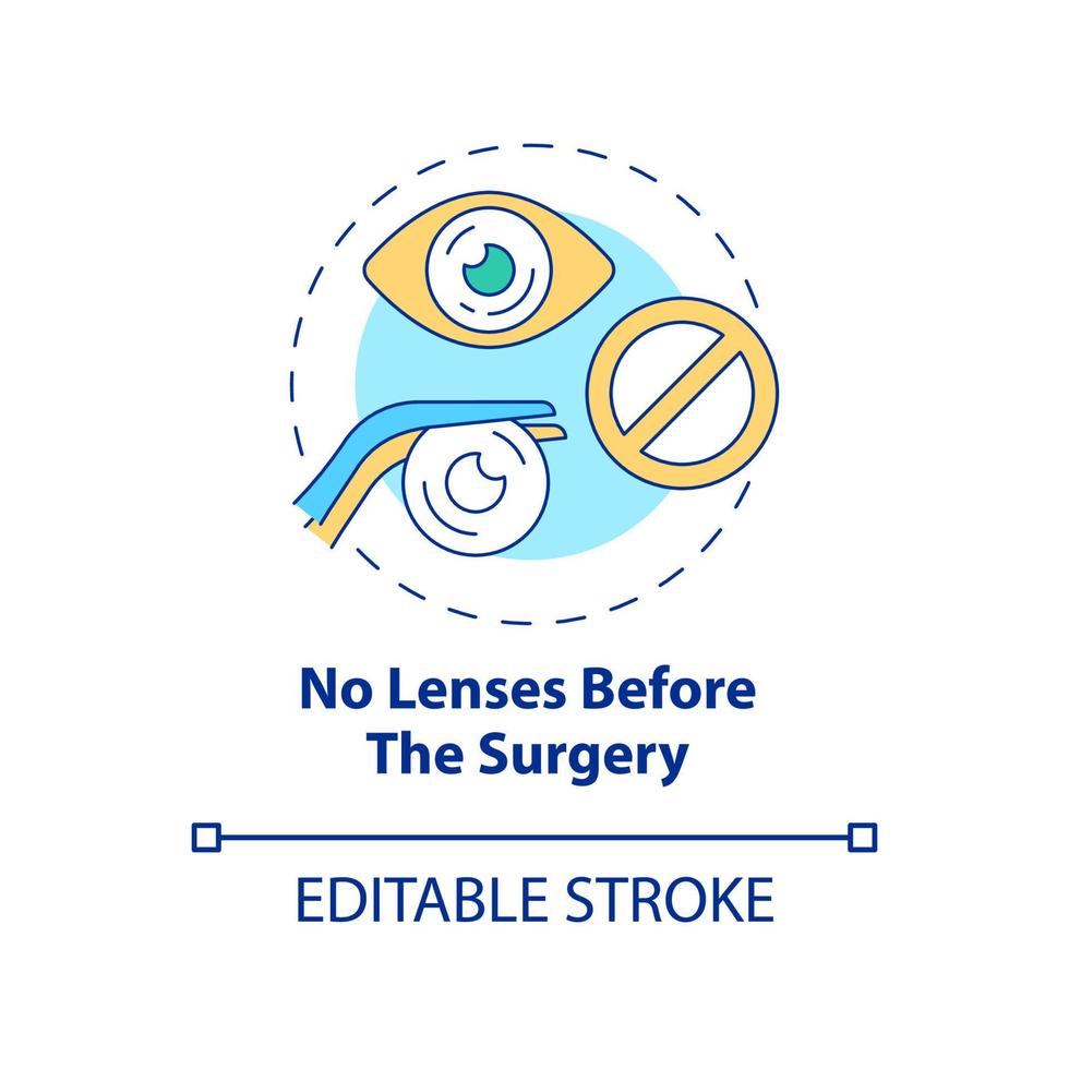 No lenses before the surgery concept icon. Doctor recommendation and warning before surgery abstract idea thin line illustration. Vector isolated outline color drawing. Editable stroke