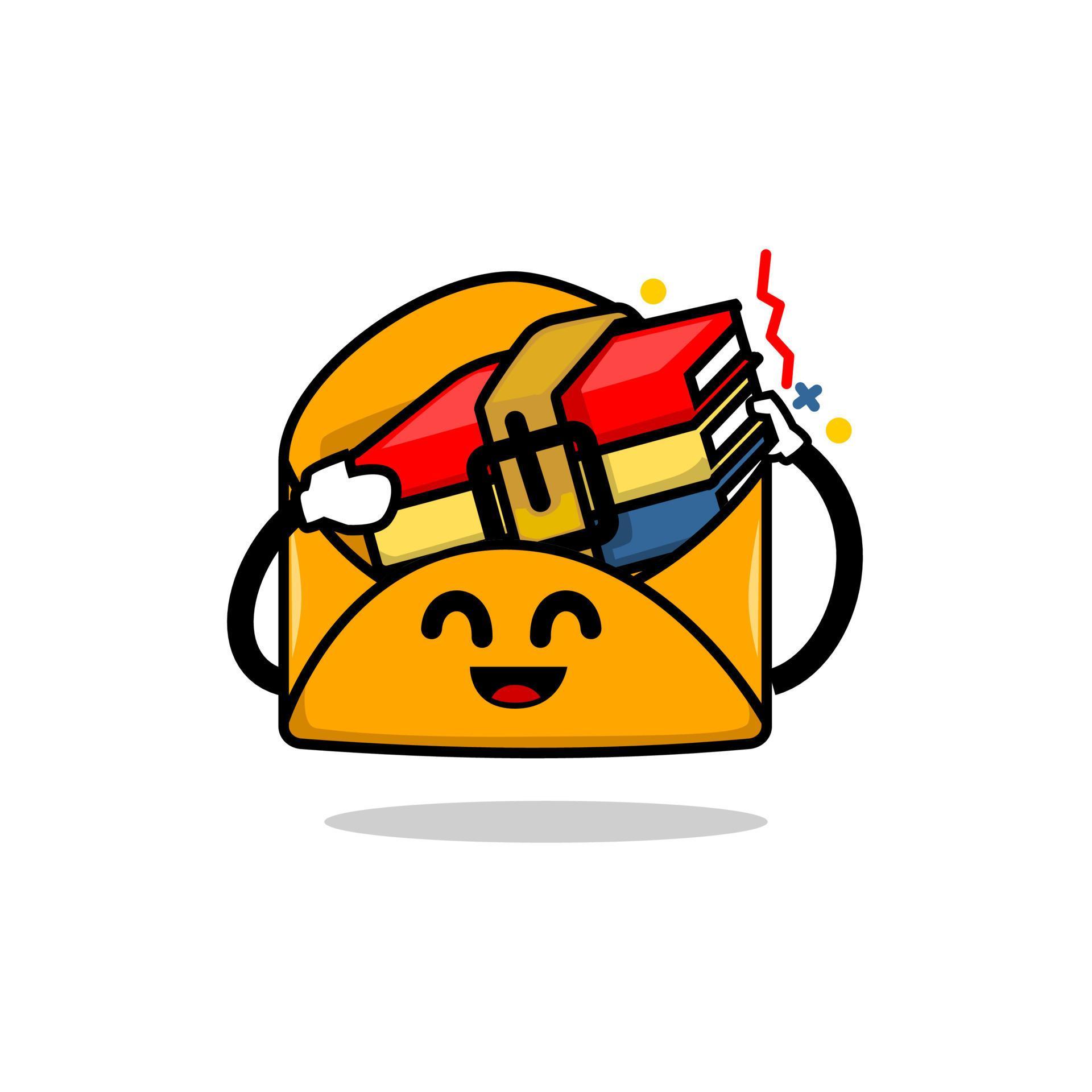 email zip attachment concept. isolated cute mail cartoon face caracter