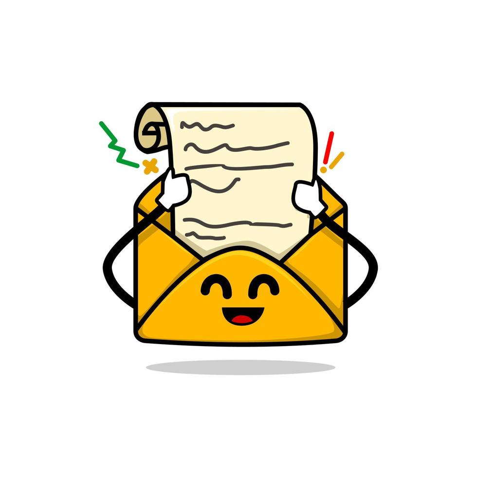 opening a email letter from envelope isolated cute mail cartoon face vector illustration