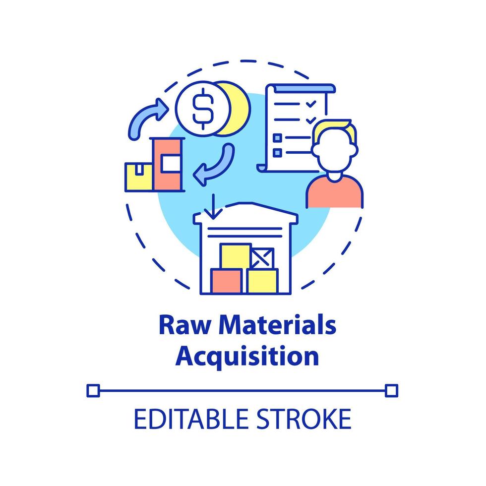 Raw materials acquisition concept icon. Procurement for business. Purchasing goods. Operations managment abstract idea thin line illustration. Vector isolated outline color drawing. Editable stroke