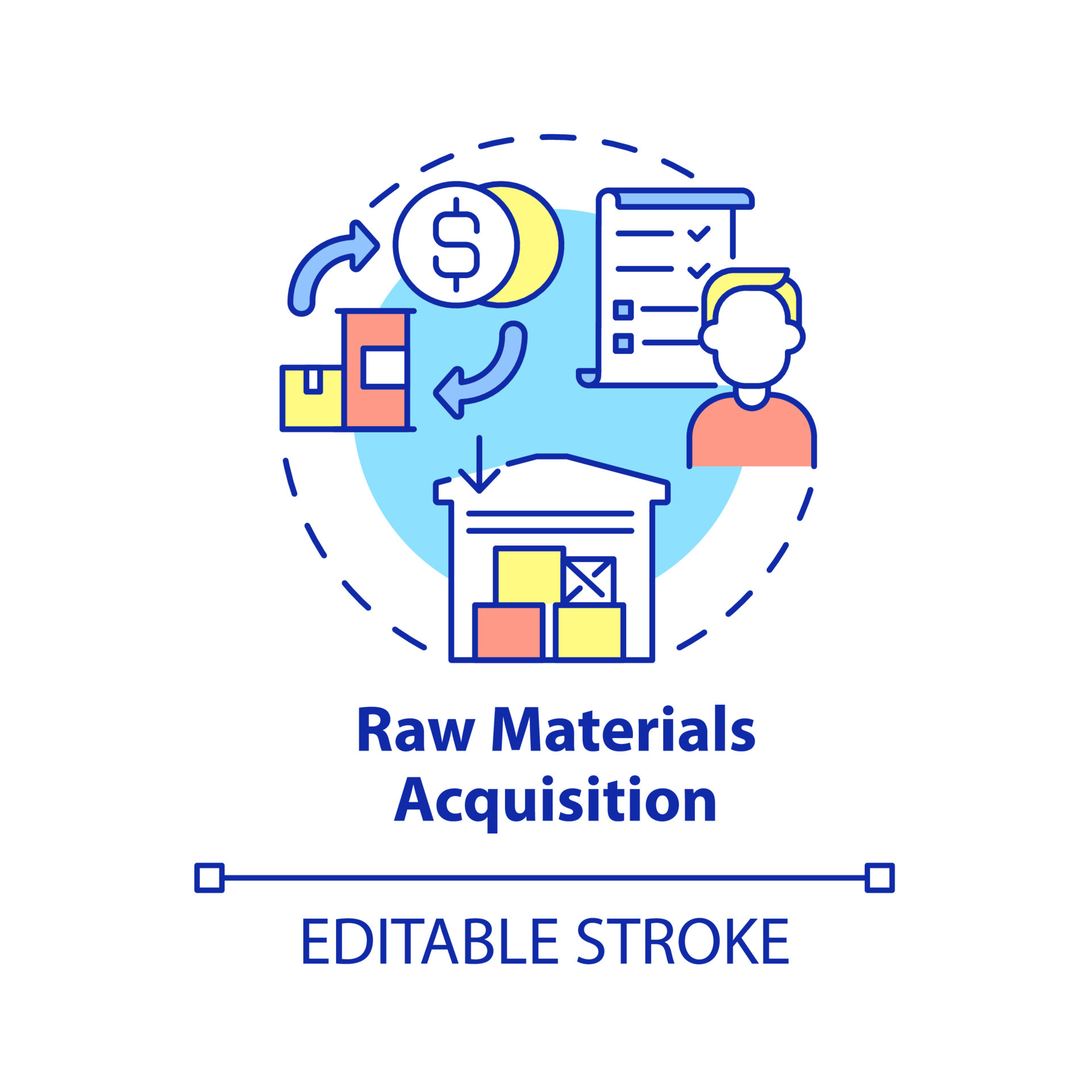 Raw materials acquisition concept icon. Procurement for business