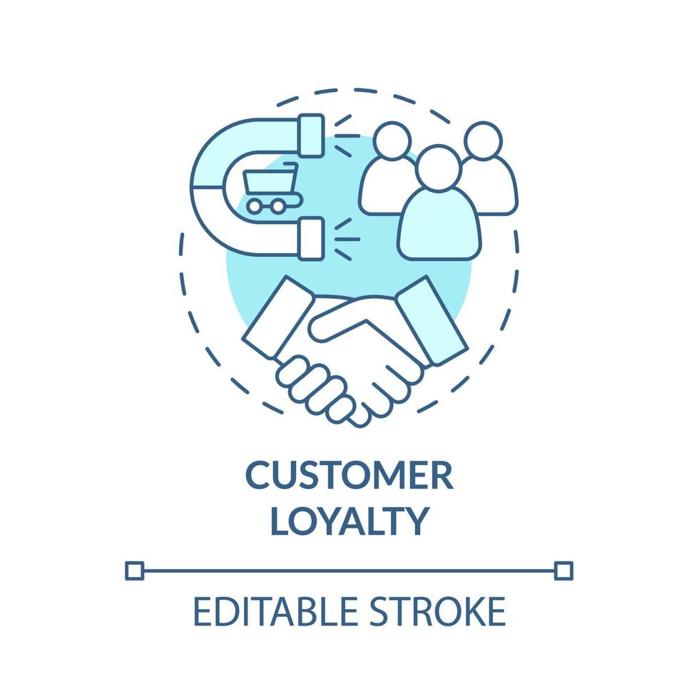 Customer loyalty blue concept icon. Client retention. Consumer satisfaction and trust. Brand planning abstract idea thin line illustration. Vector isolated outline color drawing. Editable stroke