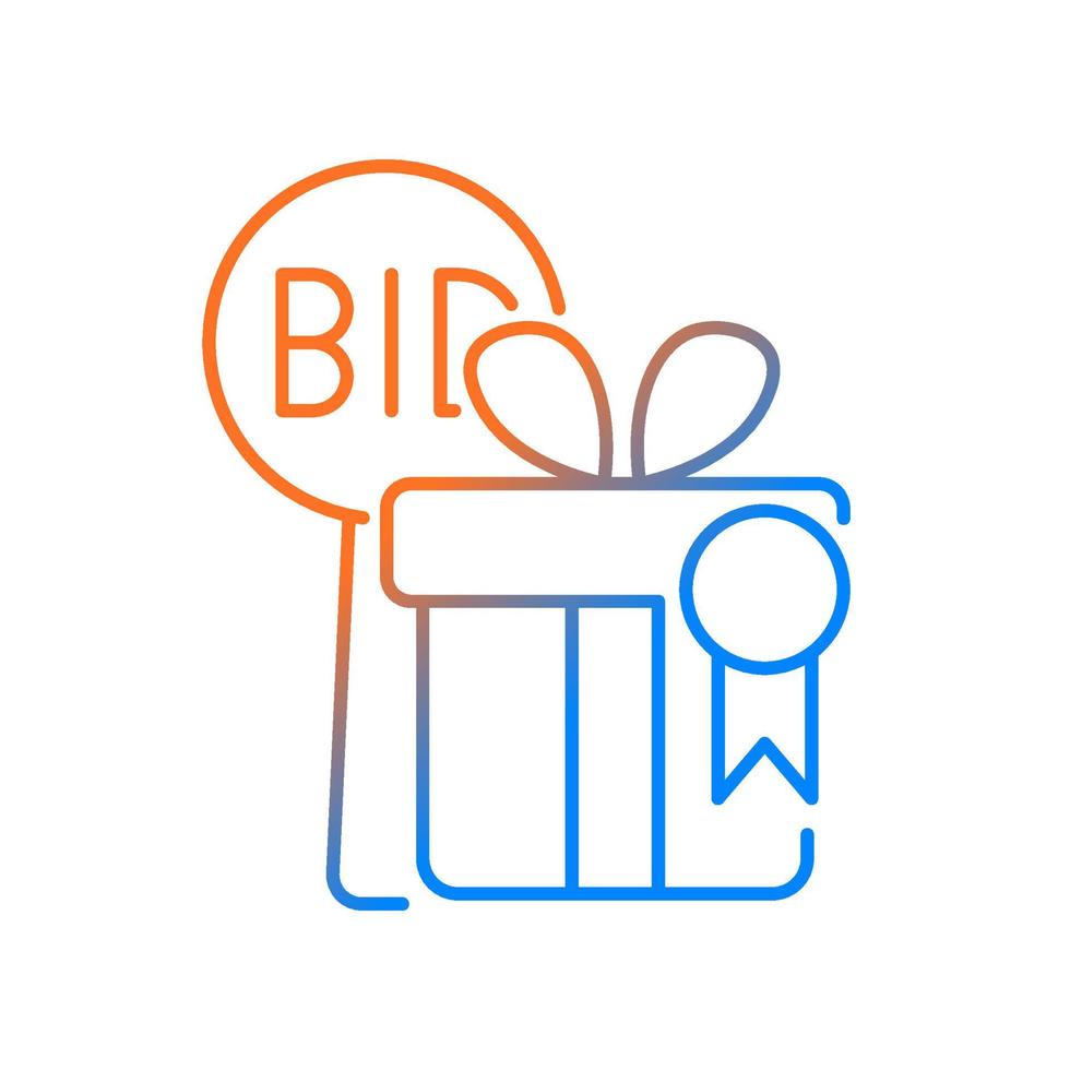 Auction winner gradient linear vector icon. Highest bid wins. Bidding competition. Antique and property selling. Thin line color symbol. Modern style pictogram. Vector isolated outline drawing