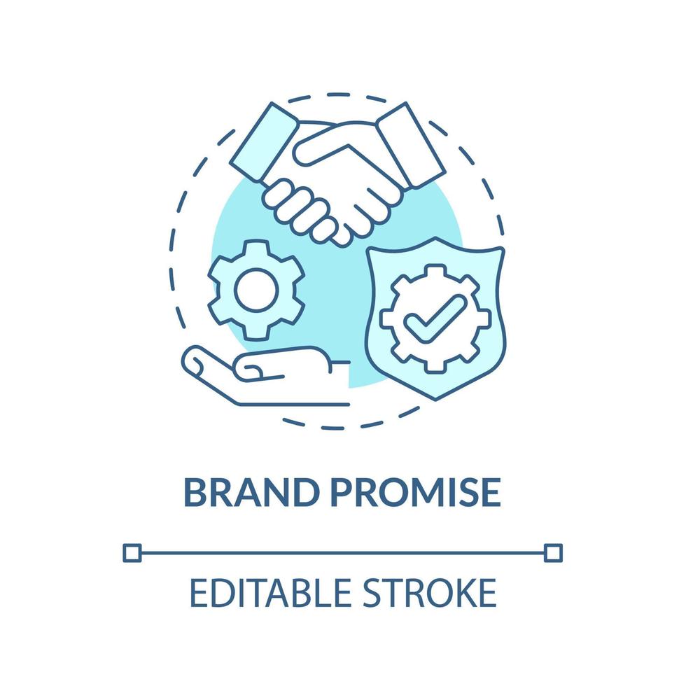 Brand promise blue concept icon. Customer satisfaction. Positive experience for clients. Brand planning abstract idea thin line illustration. Vector isolated outline color drawing. Editable stroke
