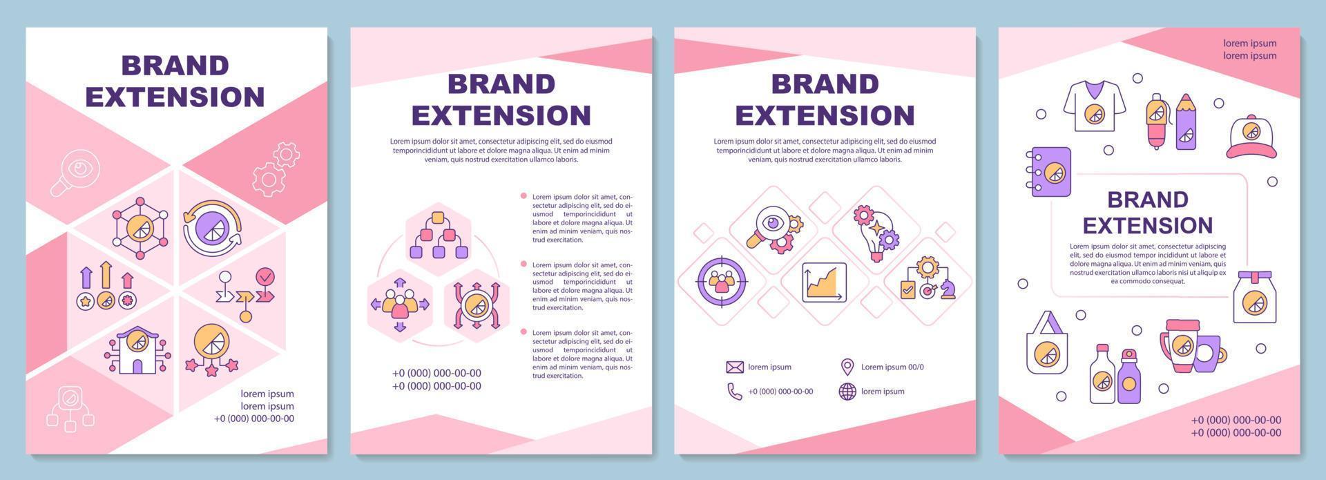 Brand extension brochure template. Expanding company. Flyer, booklet, leaflet print, cover design with linear icons. Vector layouts for presentation, annual reports, advertisement pages