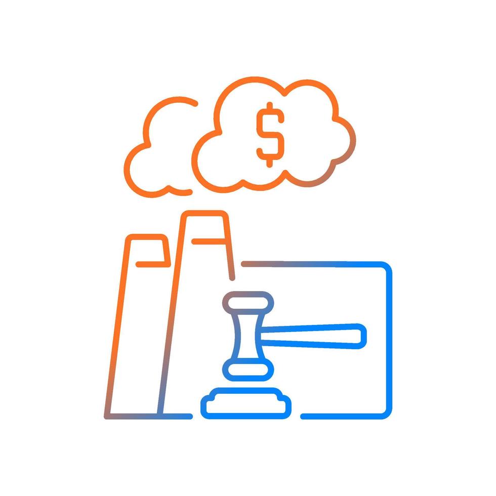 icono de vector lineal degradado de subasta de emisión. licitación por oportunidad de contaminar. iniciativa medioambiental. símbolo de color de línea fina. pictograma de estilo moderno. dibujo de contorno aislado vectorial