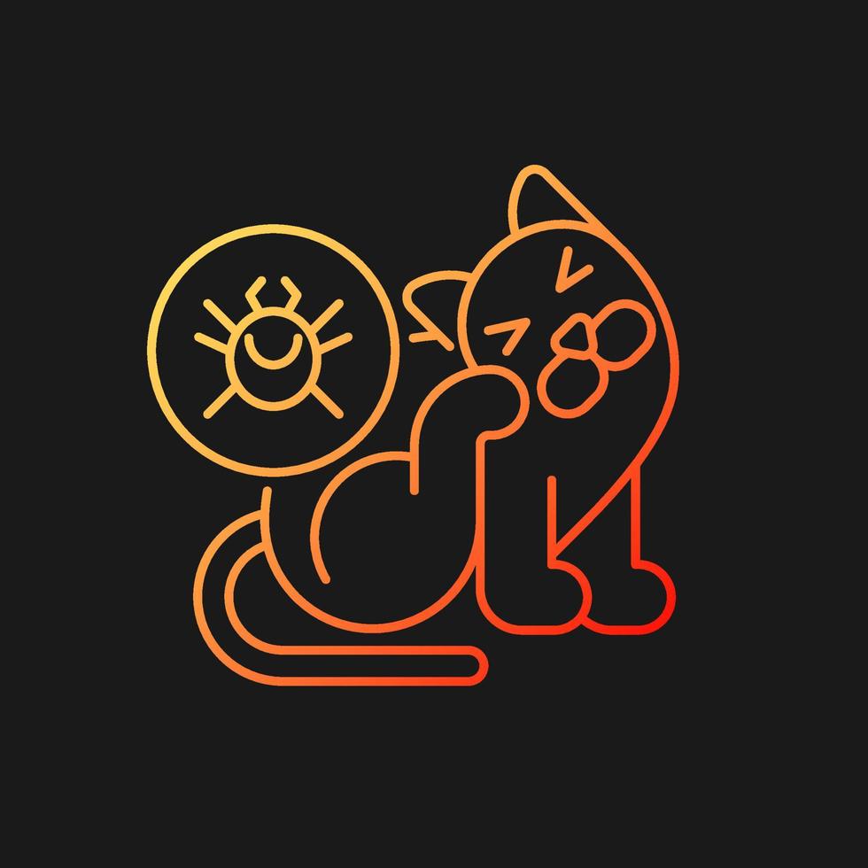 Fleas and ticks gradient vector icon for dark theme. Animal parasites. Blood feeding insects. Infections carriers. Thin line color symbol. Modern style pictogram. Vector isolated outline drawing