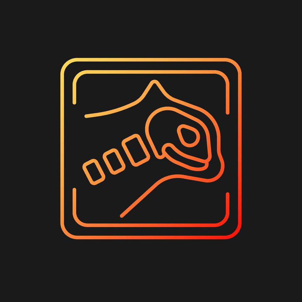 Pet x rays gradient vector icon for dark theme. Radiography diagnostic. Tomographic analysis. Pet skeleton examination. Thin line color symbol. Modern style pictogram. Vector isolated outline drawing