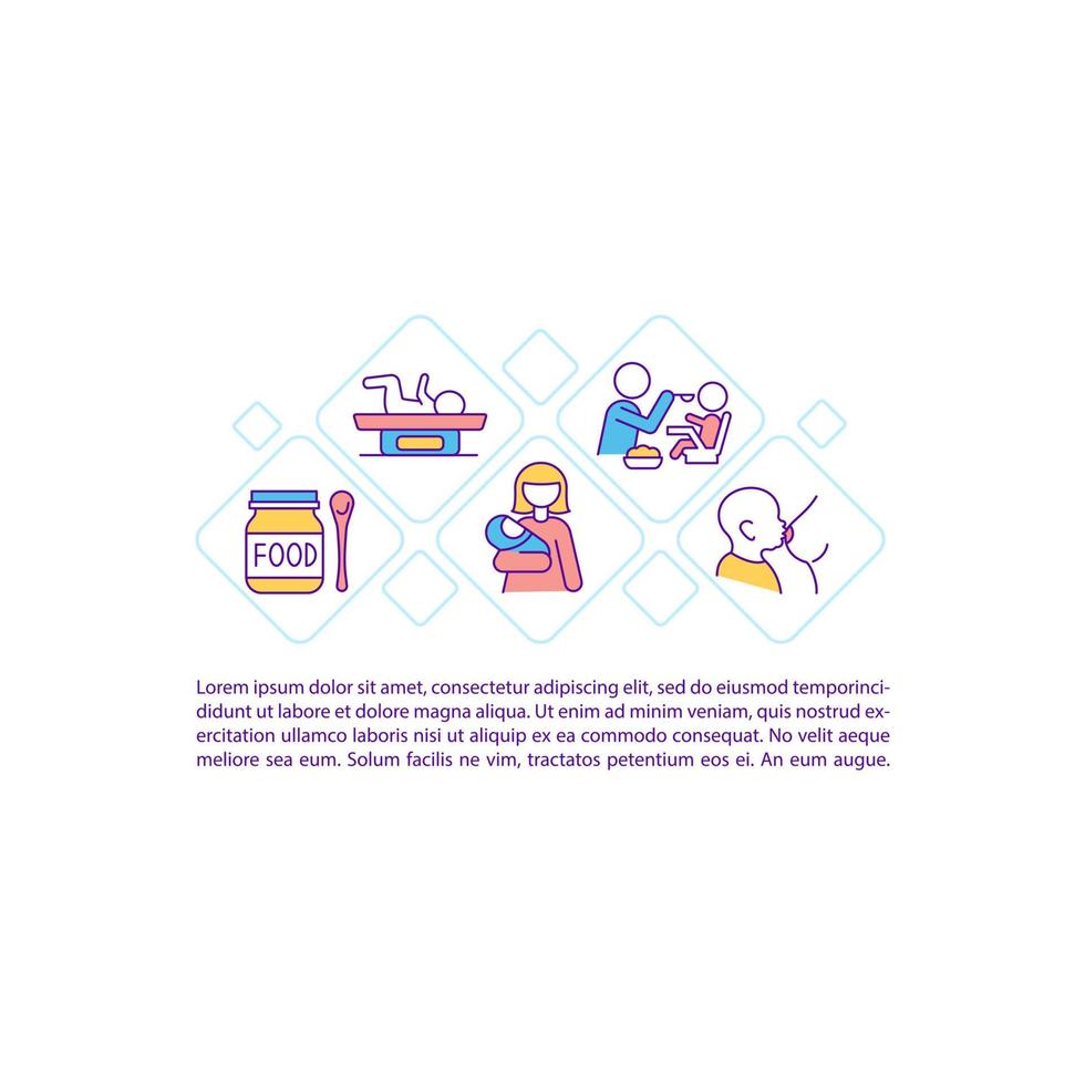 iconos de línea de concepto de maternidad con texto. cuidado de la salud del bebé. plantilla de vector de página ppt con espacio de copia. folleto, revista, elemento de diseño de boletín. crianza de los hijos ilustraciones lineales en blanco