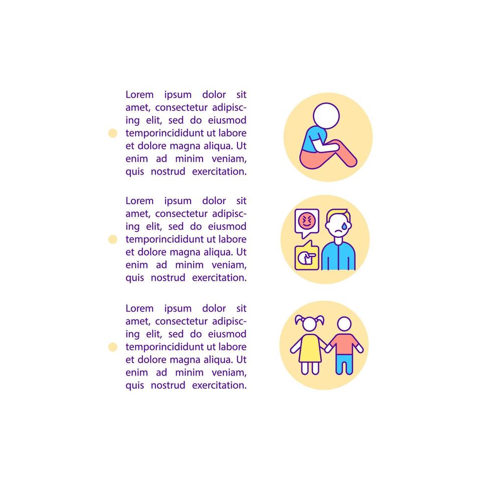 Socialization struggles concept line icons with text. PPT page vector template with copy space. Brochure, magazine, newsletter design element. Prevent problem linear illustrations on white