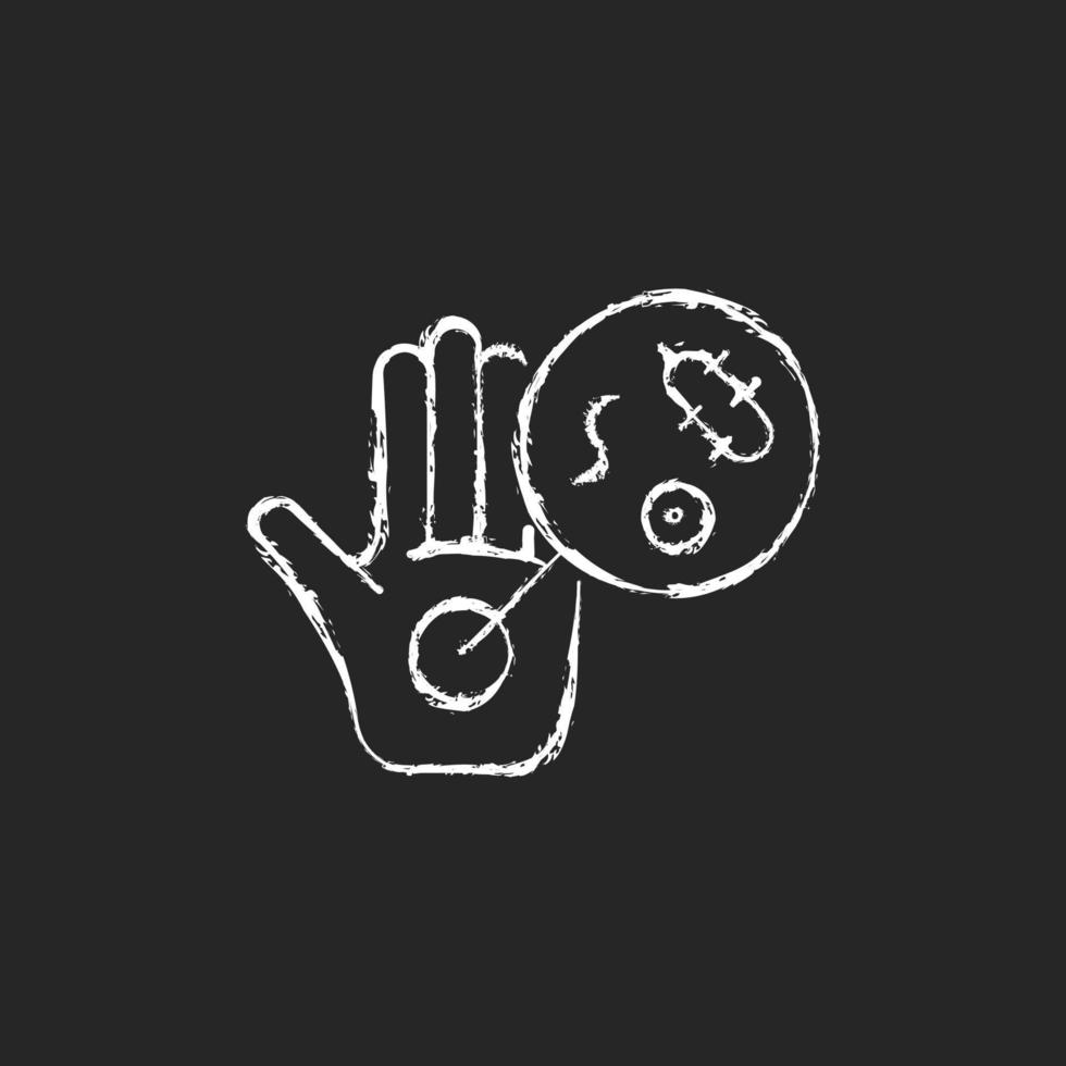 Handshake chalk white icon on black background Vector Image