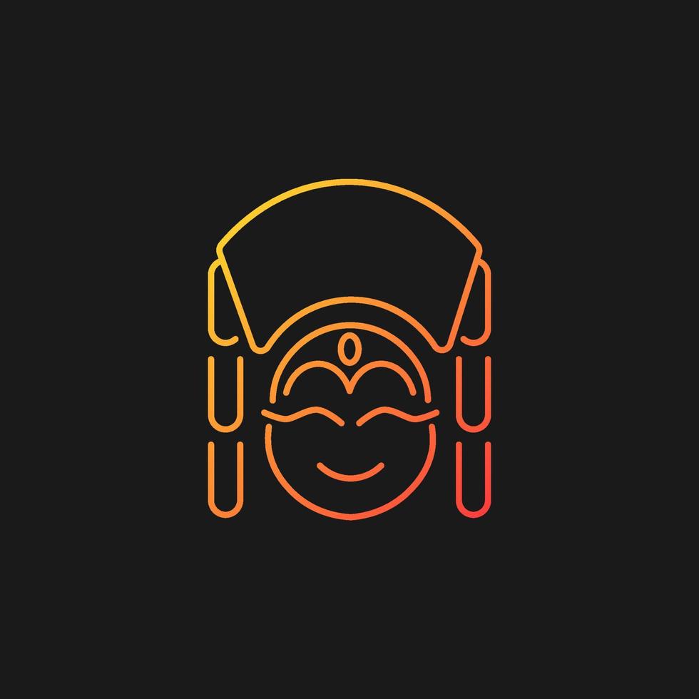 Kumari gradient vector icon for dark theme. Living Hindu goddess worshipped by Buddhists. Girl in traditional clothes. Thin line color symbol. Modern style pictogram. Vector isolated outline drawing