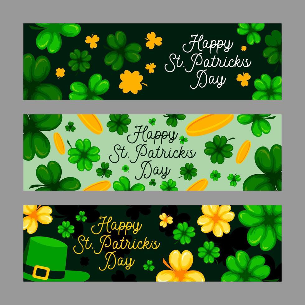 Shamrock Clover Leaf Banner Set Template vector