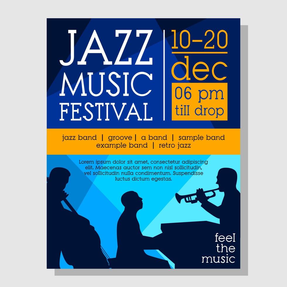 concepto de cartel de festival de música de jazz vector