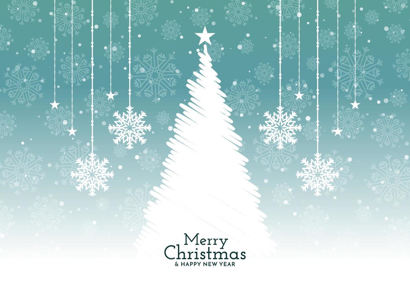 Merry Christmas festival greeting background with decorative tree vector