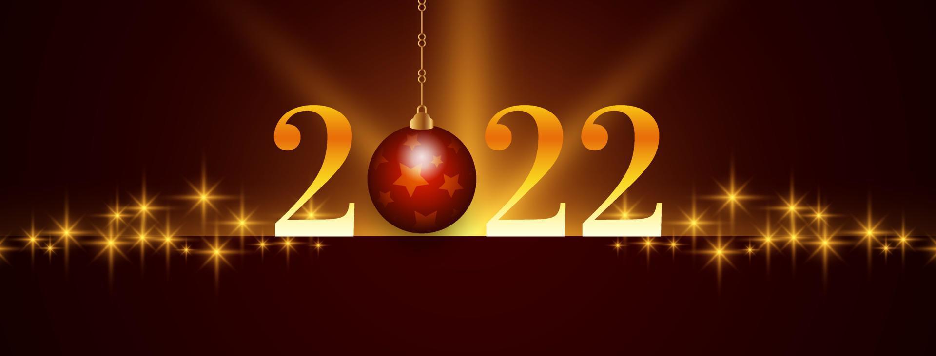 Happy new year 2022 glossy stars banner design vector