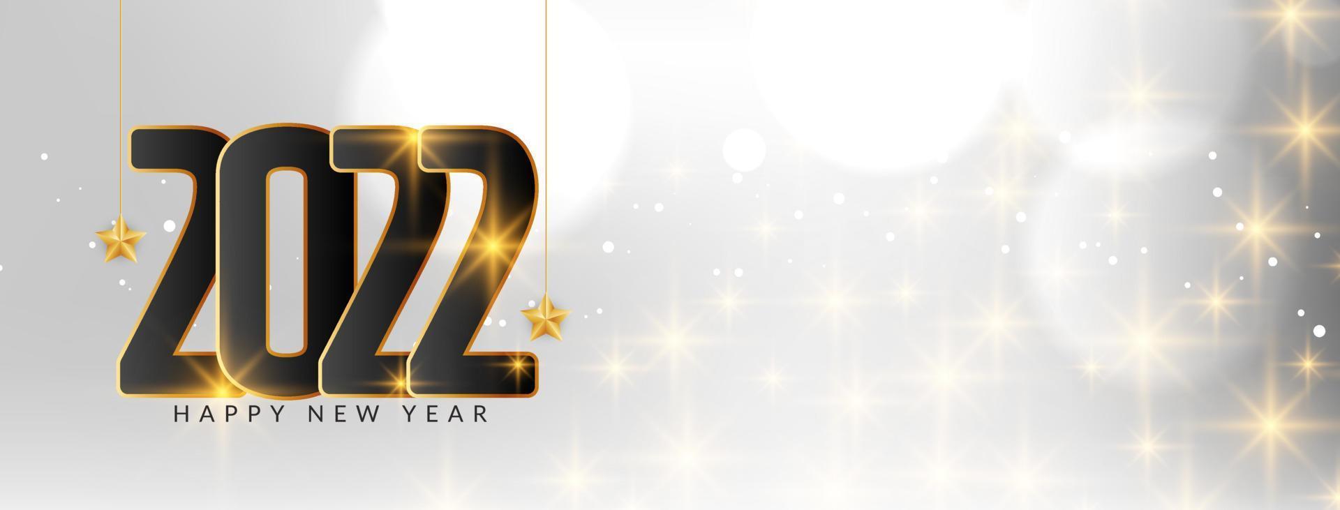 Happy new year 2022 bright bokeh banner design vector