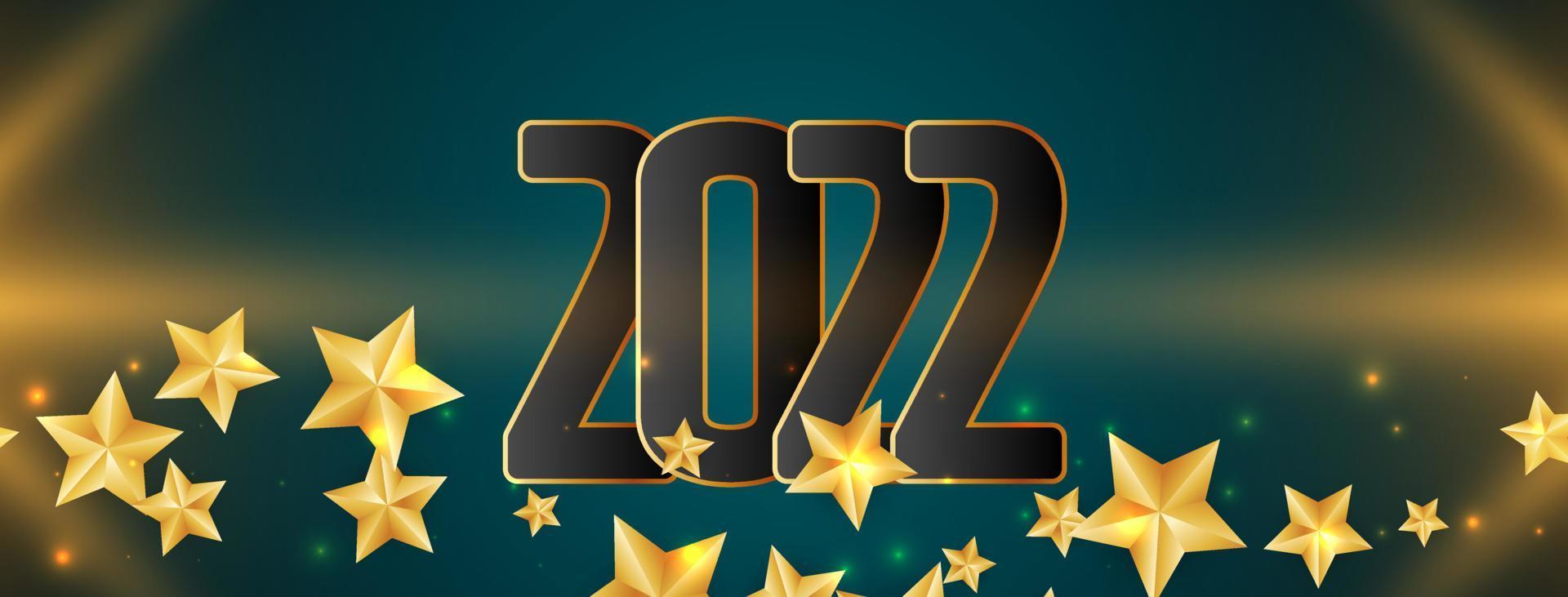 Glowing Happy new year 2022 stars banner design vector