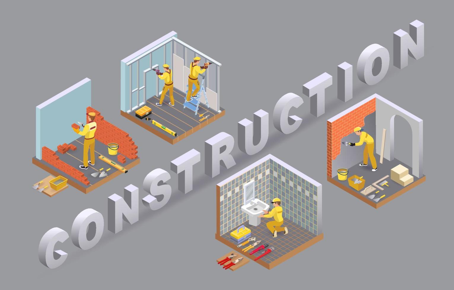 Construction and House Repairs. Concept of Renovation. vector