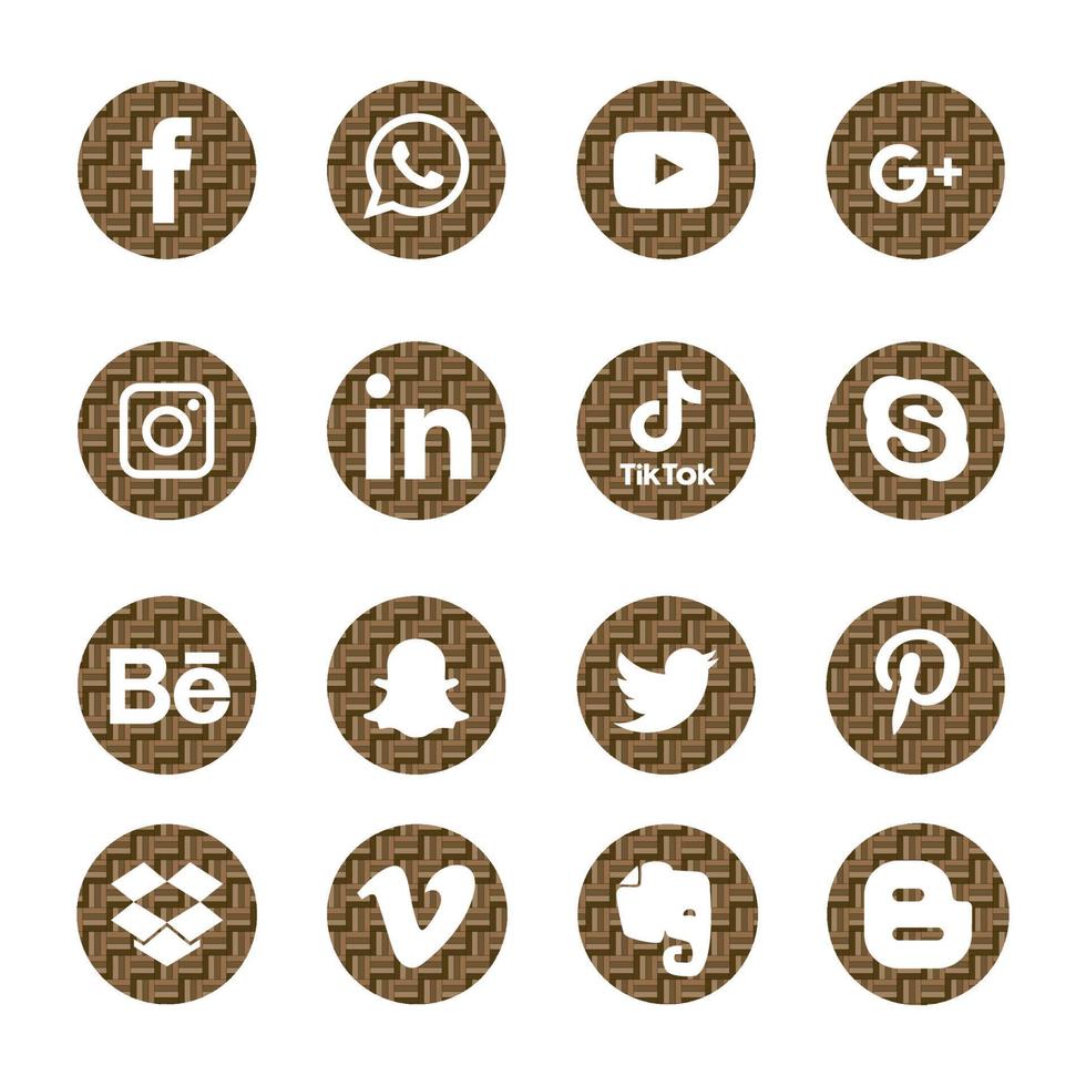 Social Media flat icons set linked in, pinterest,  group, drop box, elephant,veemo behance. Share, Like, Vector illustration Twitter, YouTube, WhatsApp, Snapchat, Facebook, instagram, tiktok, tok