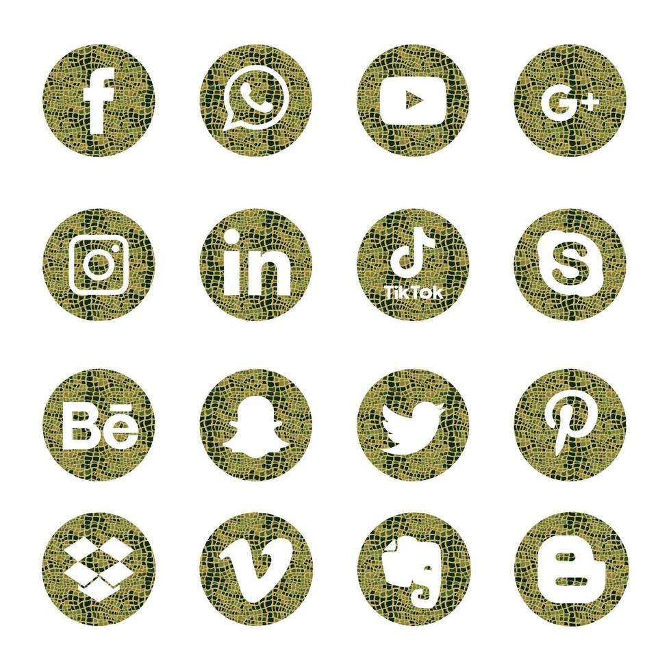 iconos planos de redes sociales vinculados en, pinterest, grupo, buzón, elefante, veemo behance. compartir, me gusta, ilustración vectorial twitter, youtube, whatsapp, snapchat, facebook, instagram, tiktok, tok vector