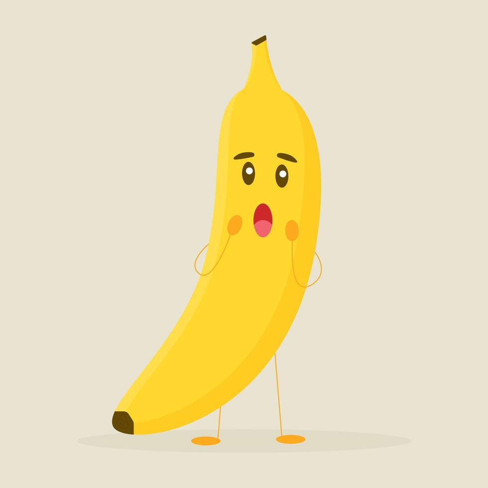 Cute banana isolated on white background. Character design vector