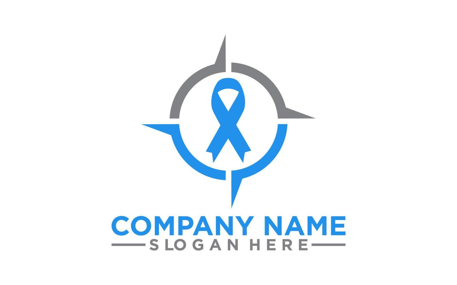 logo care ribbon with compass on a white background, vector icon. Survivor, Breast cancer awareness. Breast cancer prevention and symbol.