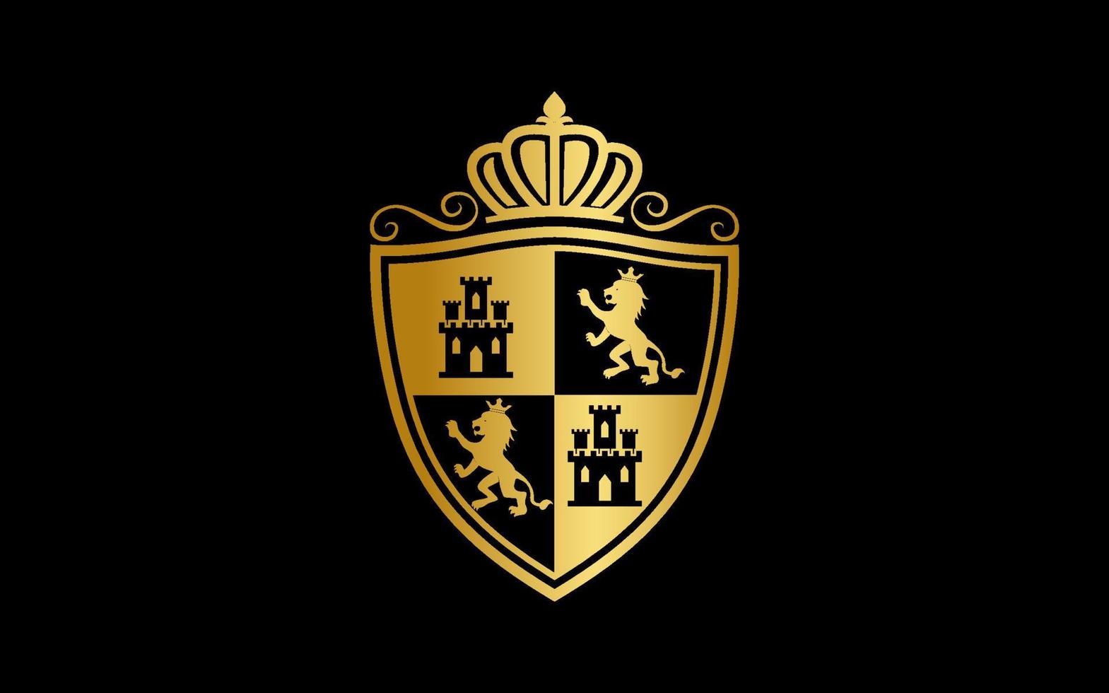 escudo de armas. Plantilla de vector de león real de lujo para negocios, comunidad, industrial, fundación, seguridad, tecnología, empresa de servicios.