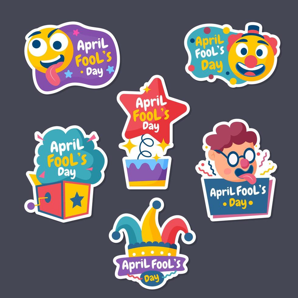 April Fools Sticker Collection vector