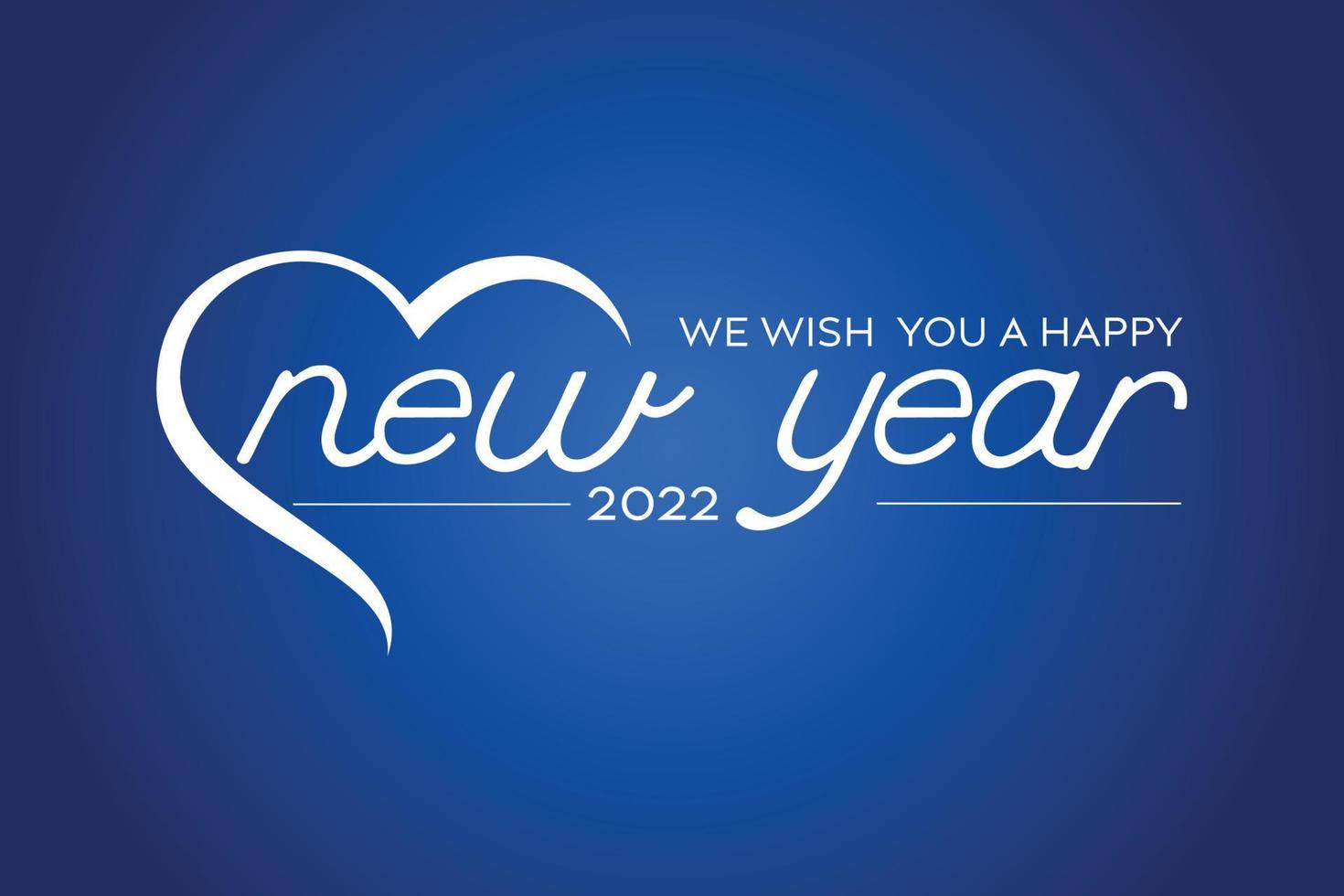 Happy New Year 2022. Abstract Hand drawn creative calligraphy vector logo design.